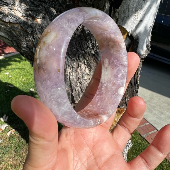 SUPER RARE - Amethyst Flower Agate Bangle Bracelet - Picture 7 of 7